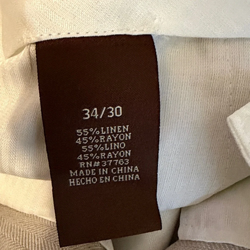 Cubavera Men's Light Beige Linen-Blend Pleated Chinos